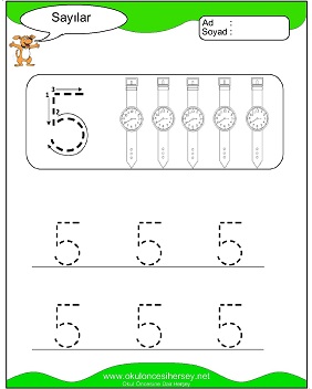 okul öncesi 1 sayısı çizgi çalışması
